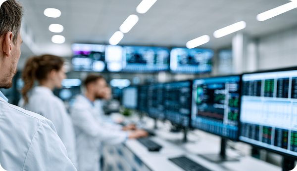 Equipo de investigadores trabajando en un laboratorio de I+D+i